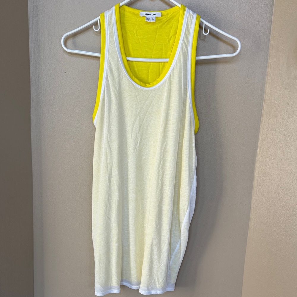 Helmut Lang Yellow and White Tank Top Petite good condition